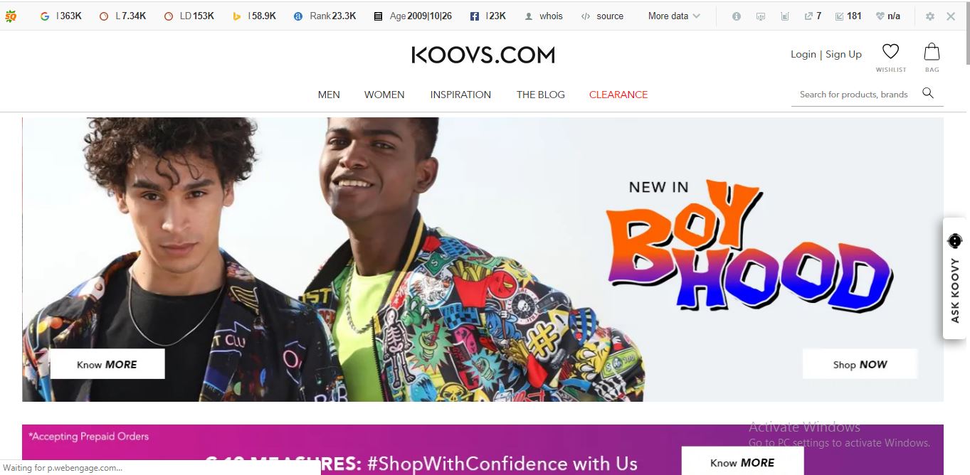 Koovs Online Shopping Portal