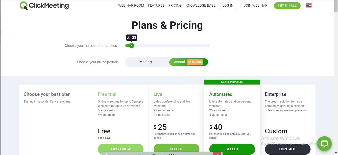 ClickMeeting Pricing Plan 2020