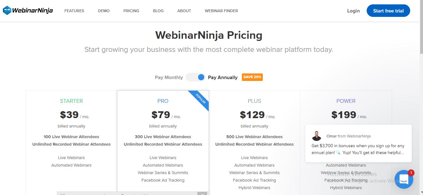Webinarninja Pricing Plan