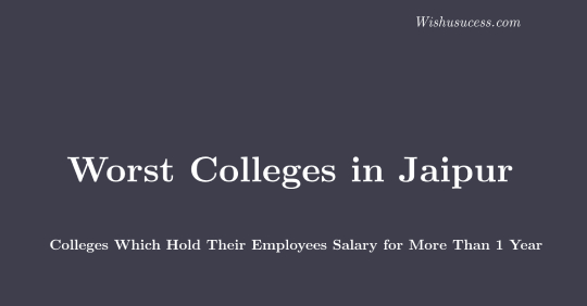 Jaipur College Hold Salary