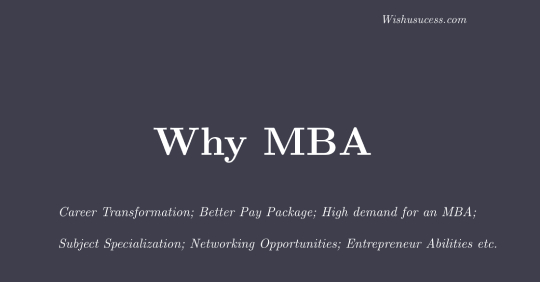Why MBA - Best Point for Why MBA
