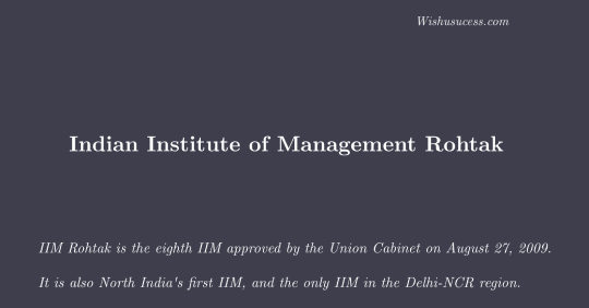 Indian Institute of Management Rohtak Details 2020