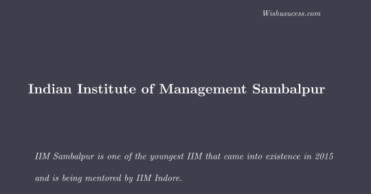Indian Institute of Management Sambalpur Complete Information