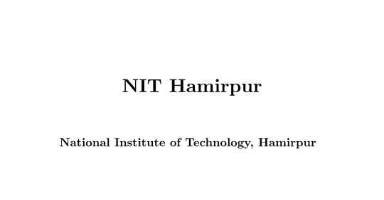 NIT Hamirpur Details