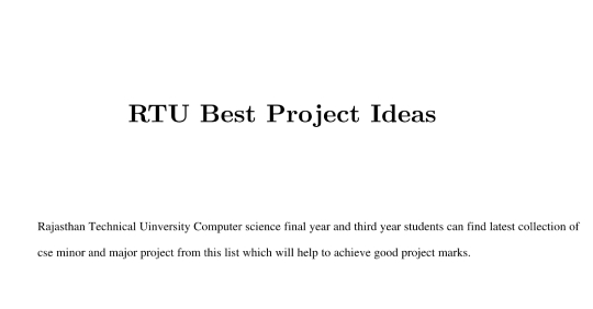 RTU Best Project ideas 2020