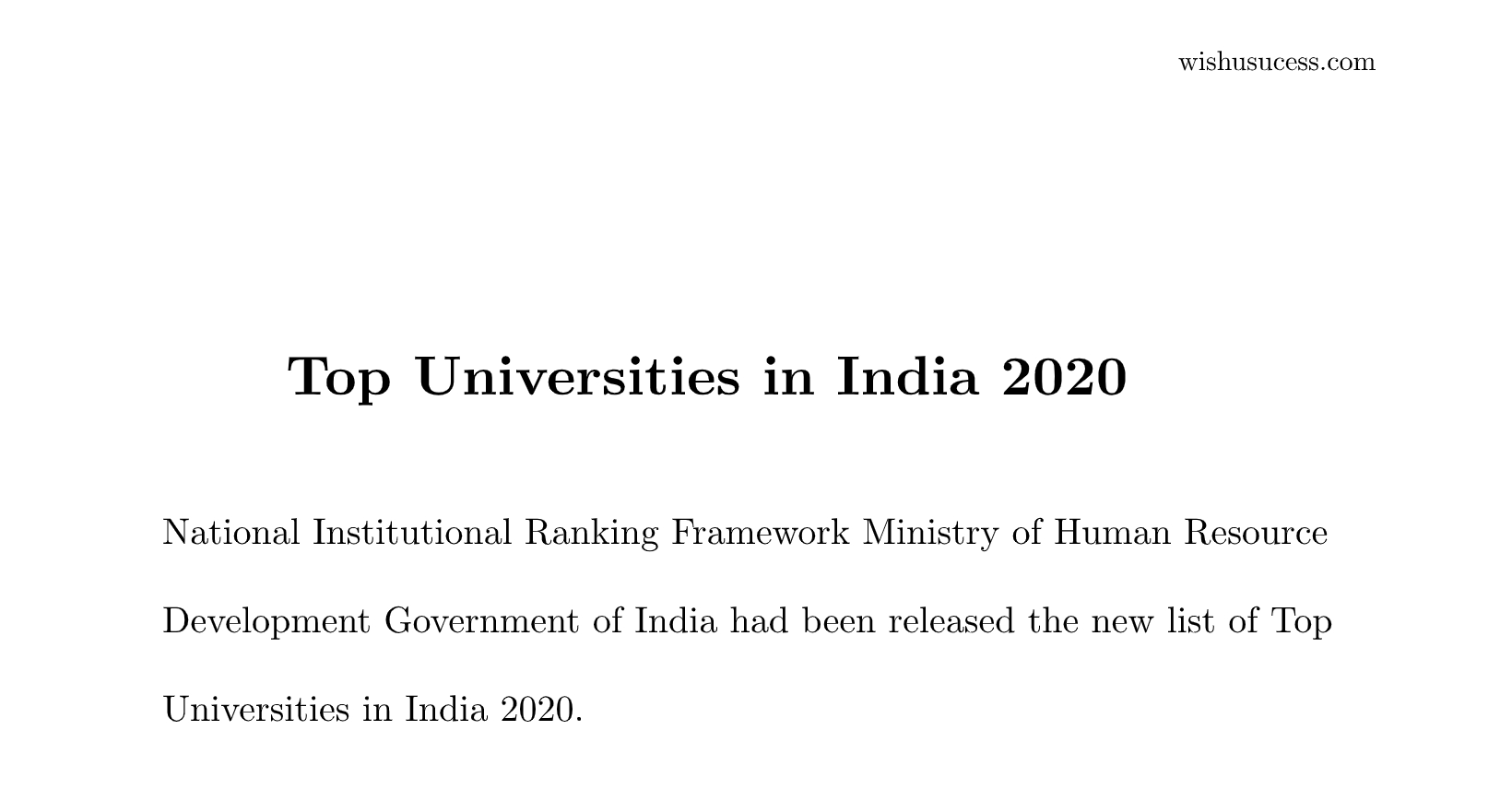 Top Universities in India 2020
