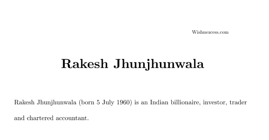 Rakesh Jhunjhunwala Investment Portfolio 