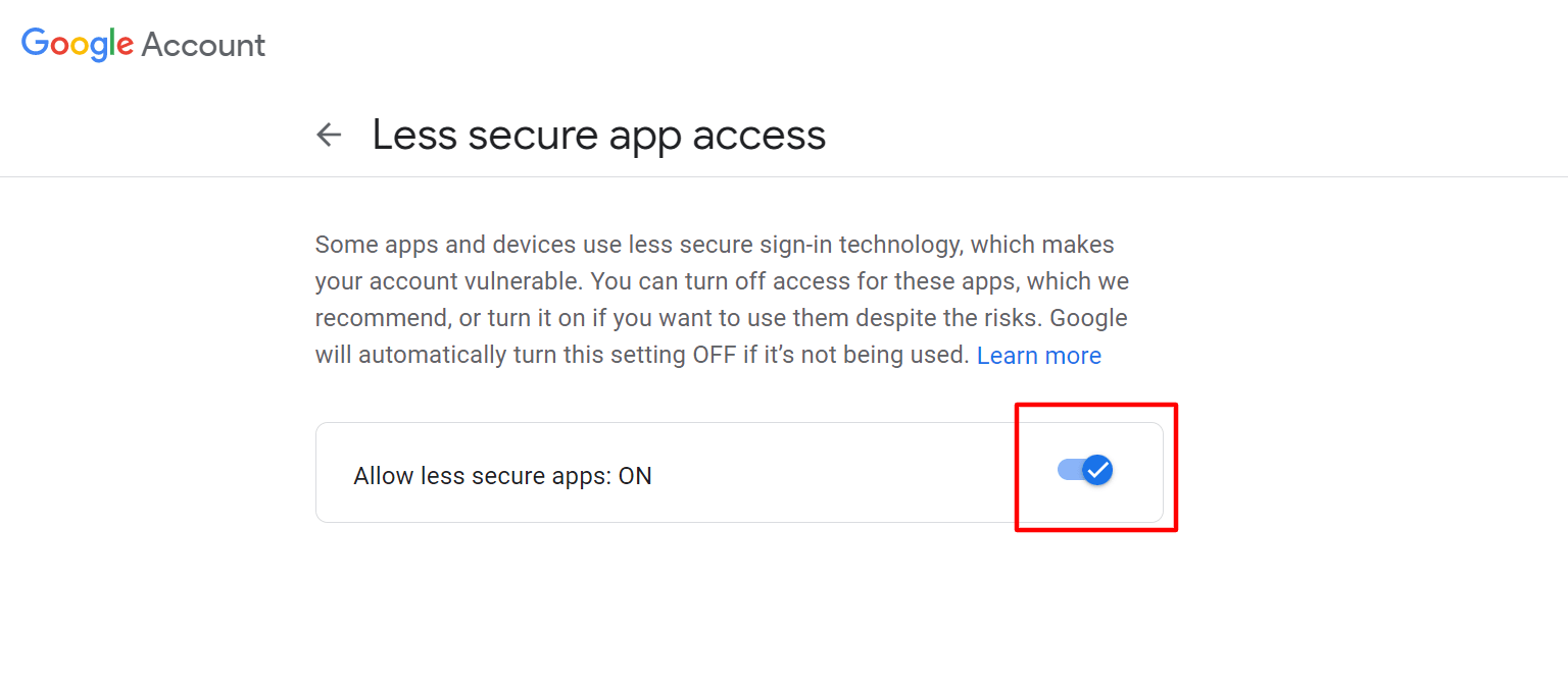 Google Less Secure app