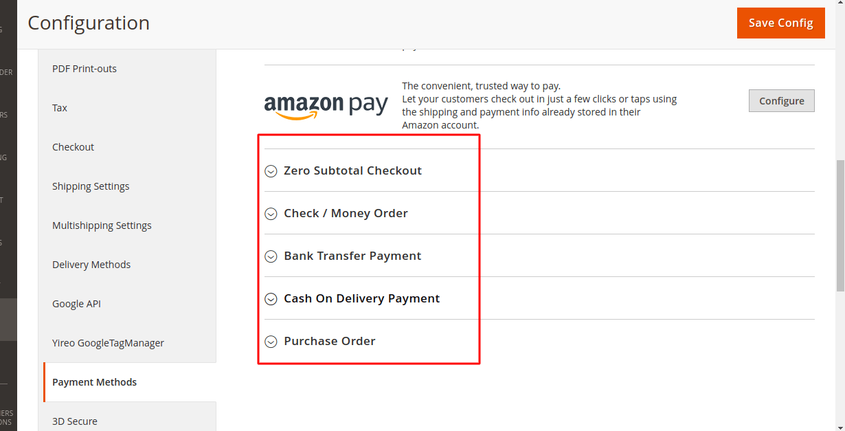Payment Options in Magento 2