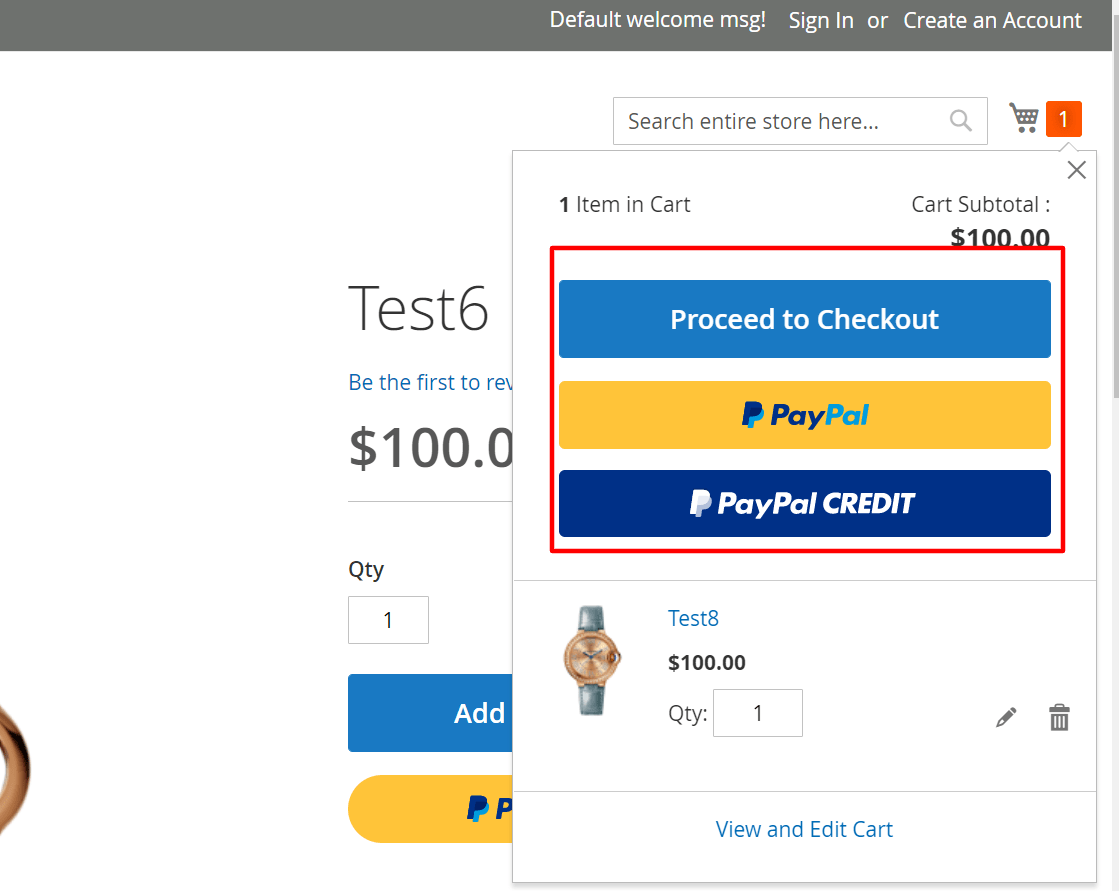 Configure PayPal in Magento 2 on Minicart