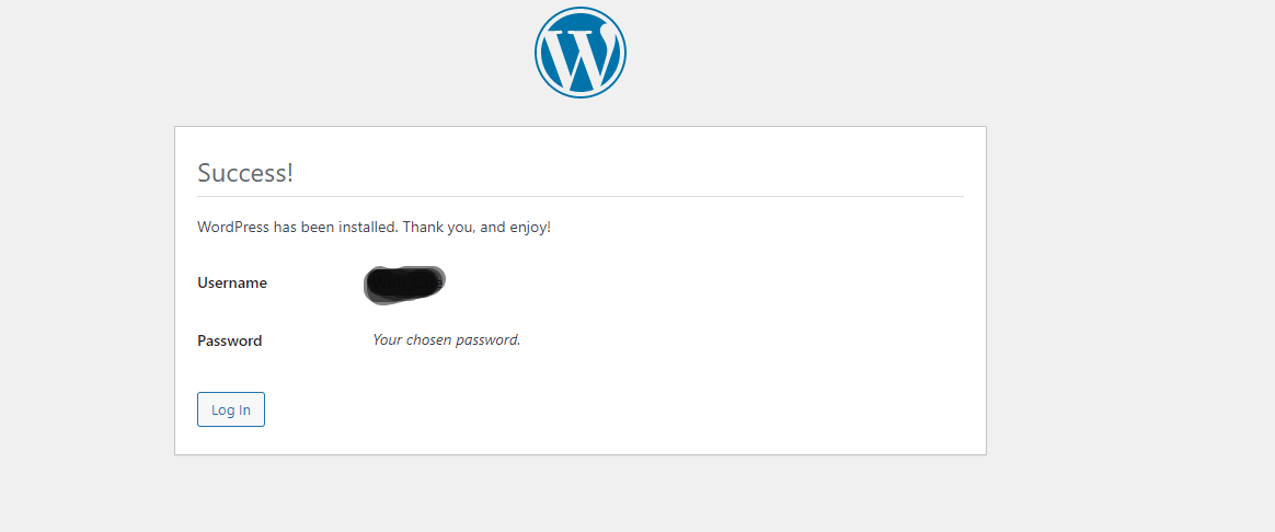 WordPress Installation Successful