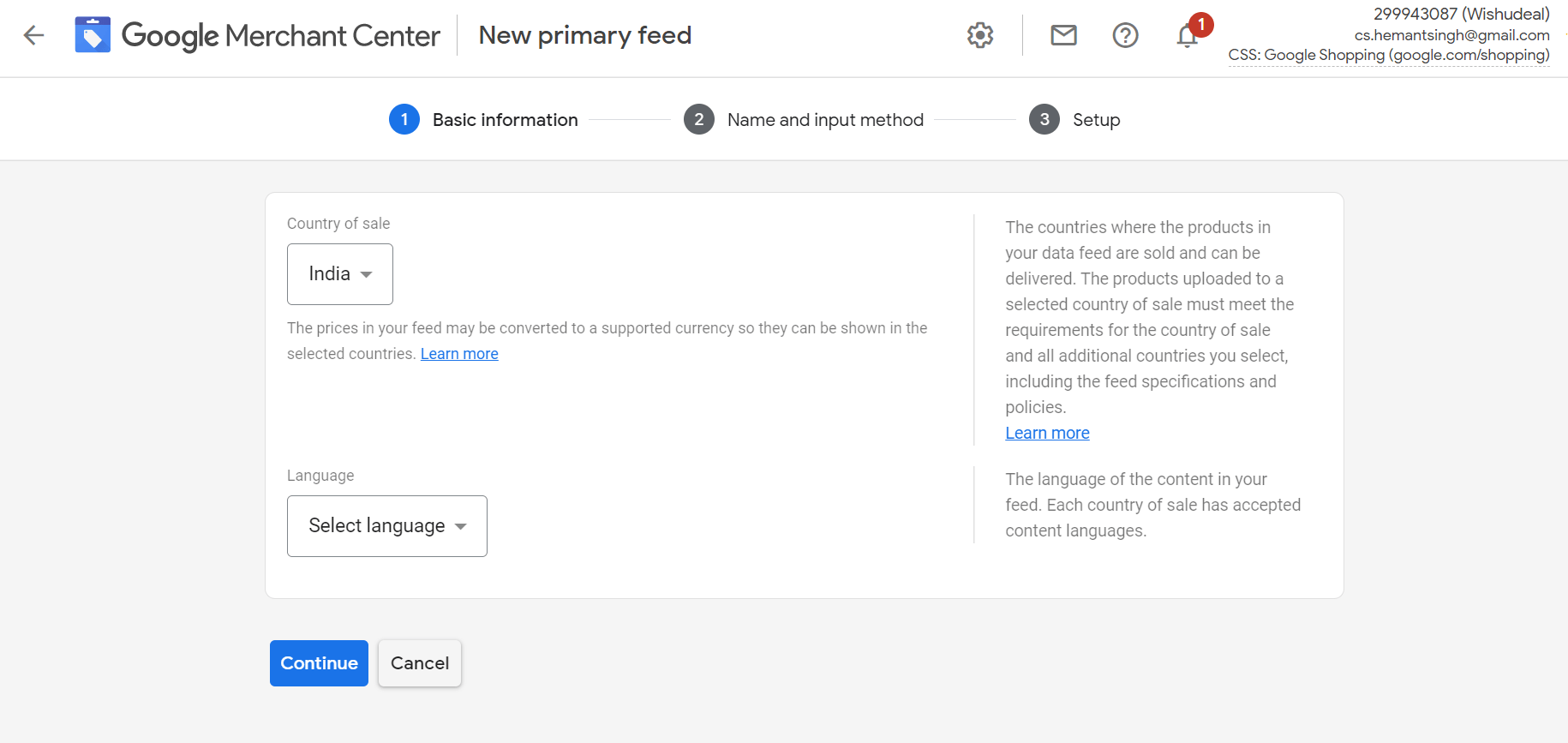 Upload Product Feed in google Merchant Center