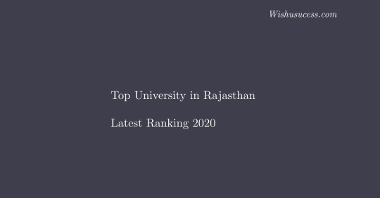 Top University in Rajasthan | University Ranking 2020